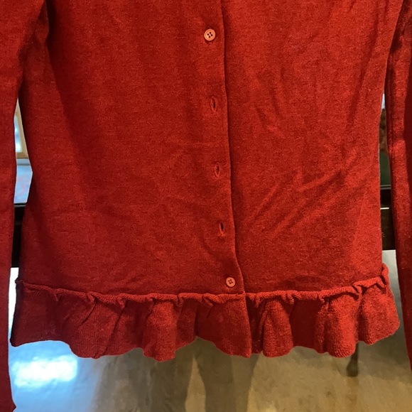 Moschino burgundy cashmere cardigan with ruffle detail - Picture 3 of 3